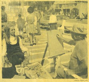 Tom Cayley Sketching a Portrait at the Sidewalk Art Festival in Key West, Florida, 1970. HWHG Archive