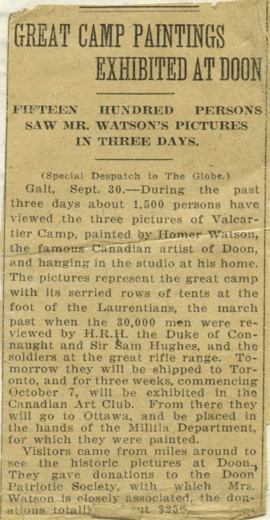 Great Camp Paintings Exhibited at Doon c.1915. HWHG Archive.