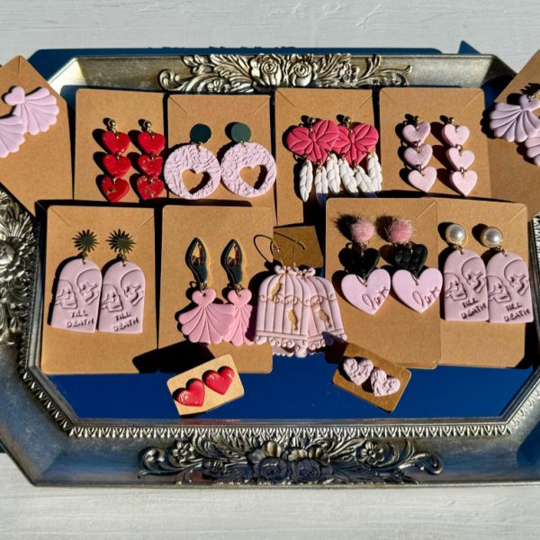 tray of clay jewelry